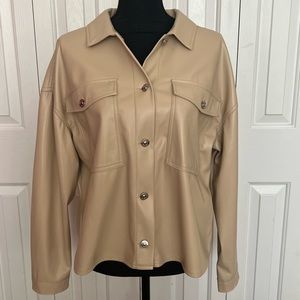 T Tahari Faux Leather Shacket
